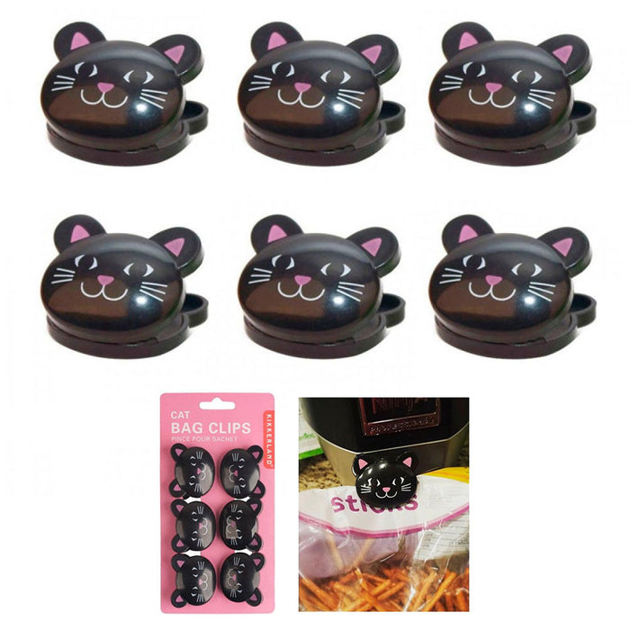 6 Pc Sealing Chip Clips Storage Bag Fresh Food Snack Clip Grip Coffee Crafts Cat