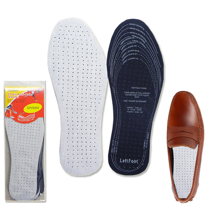 2 Pairs Unisex Shoe Insoles Anti-Odor Inserts Custom Fit Cut Support Comfortable