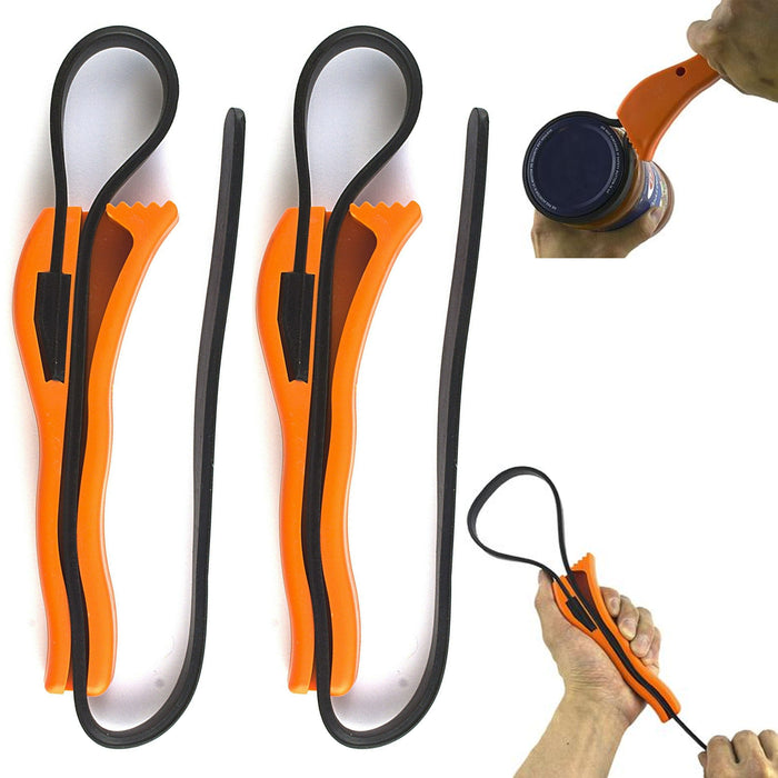 2 Rubber Strap Wrench Set Adjustable Hand Grip Lid Plumbing Tighten Oil Filter