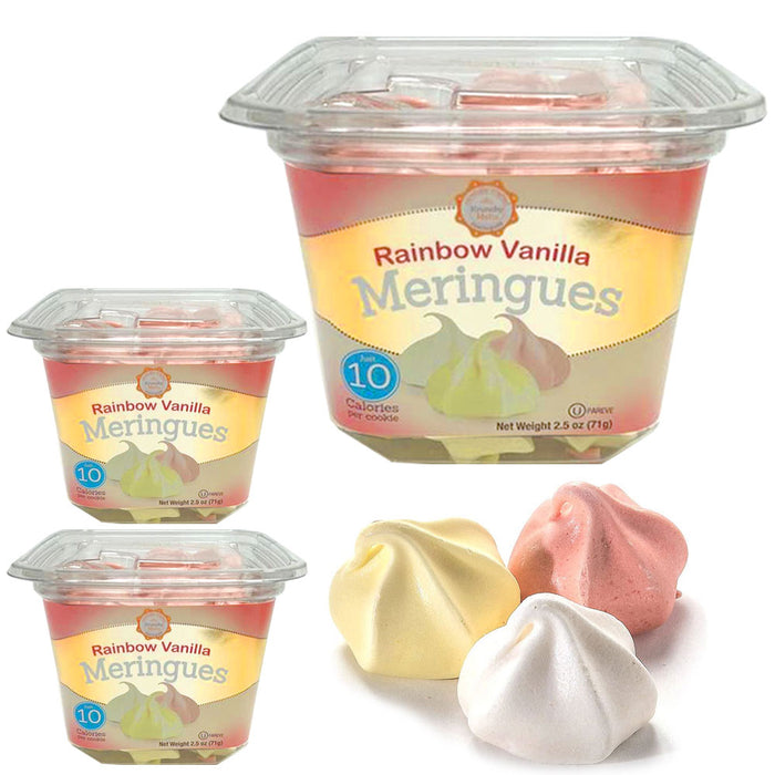 3Pk Low Calorie Rainbow Vanilla Cookie Meringue Snack Gluten Nut Fat Free 2.5oz