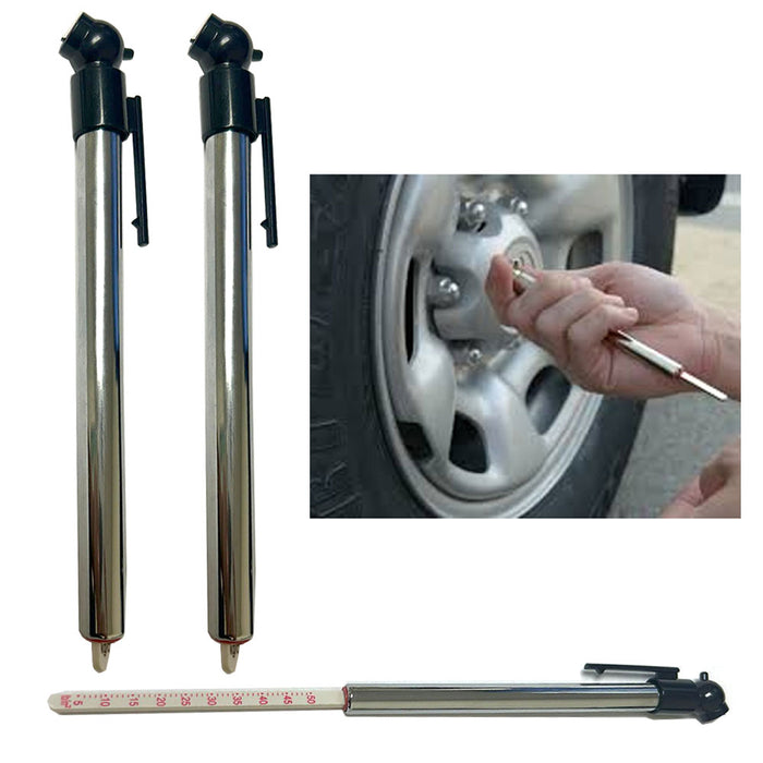 2 Pk Pencil Tire Pressure Gauges Air 5-50 Psi Auto Tool Car Bicycle Bike Trucks