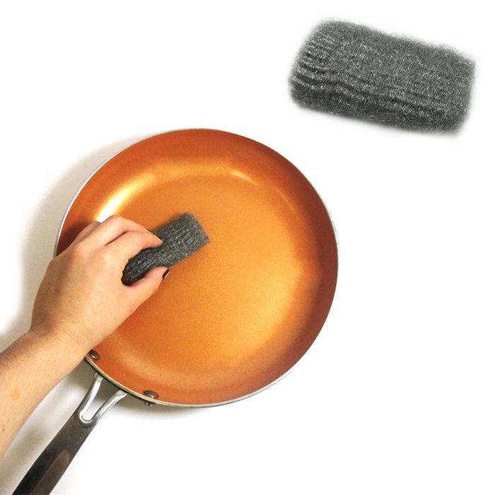 24 Pad Steel Wool 2.5"x1" Cleans Shines Kitchen Bathroom Grill Stainless Cleaner