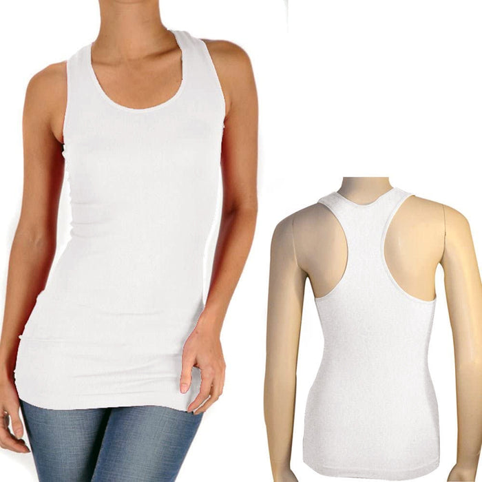 Womens Racerback Stretch Hot Tank Top Yoga Run Training Cami Tee Sports White L