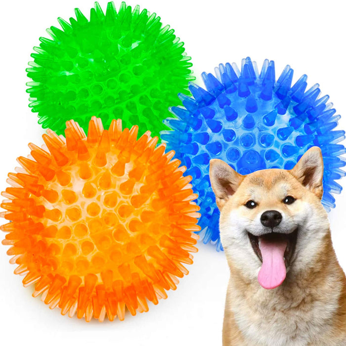 4 Rubber Dental Spiky Rubber Ball Fetching Pet Dog Toy Cleans Teeth Gum Health