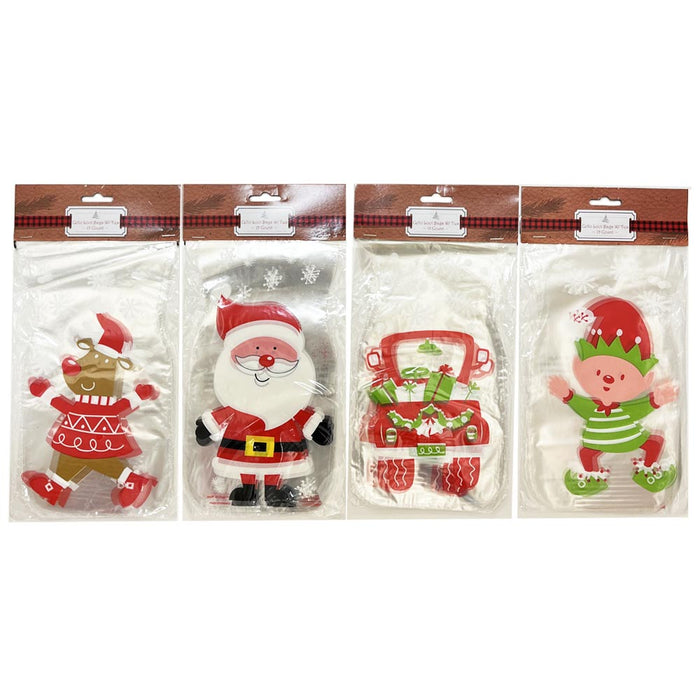 15 Christmas Party Bags Cello Baggies Loot Favor Treat Xmas Goody Candy Stuffer