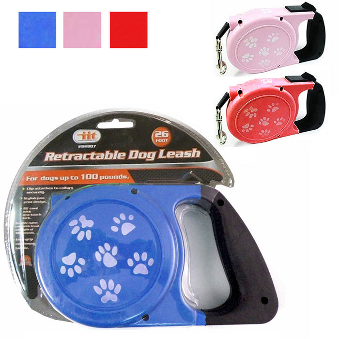 1 Pc 26Ft Retractable Dog Leash Stop Lock Small Medium Big Pet Up To 100lb