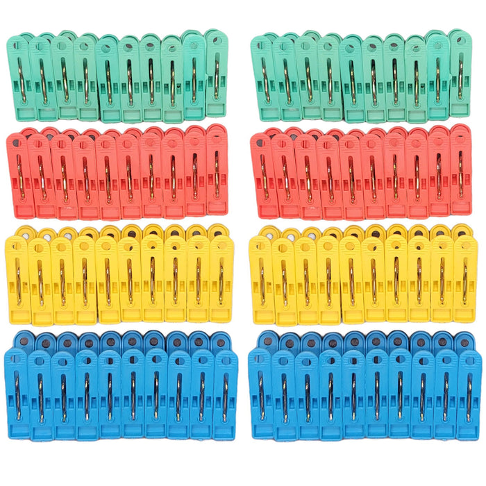 80 X Clothes Pegs Laundry Clips Pins Clothespins Multi Color Plastic