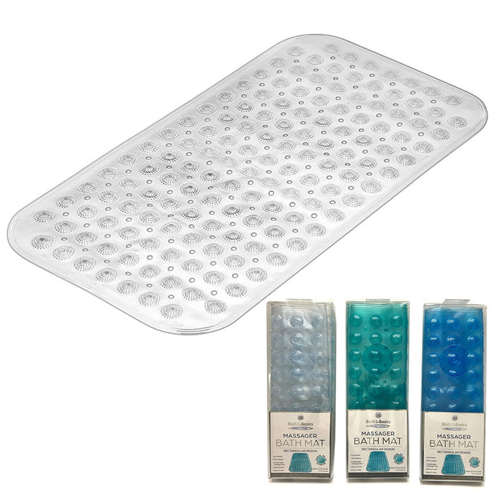 1 Non Slip Bath Mat Foot Massager Shower Rug Tub Suction Cups Exfoliate 27.5" L