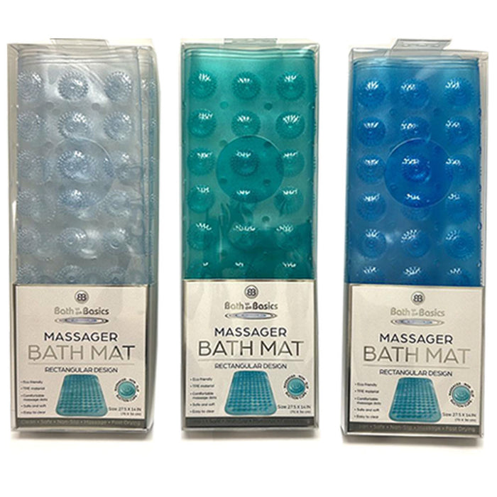 1 Non Slip Bath Mat Foot Massager Shower Rug Tub Suction Cups Exfoliate 27.5" L