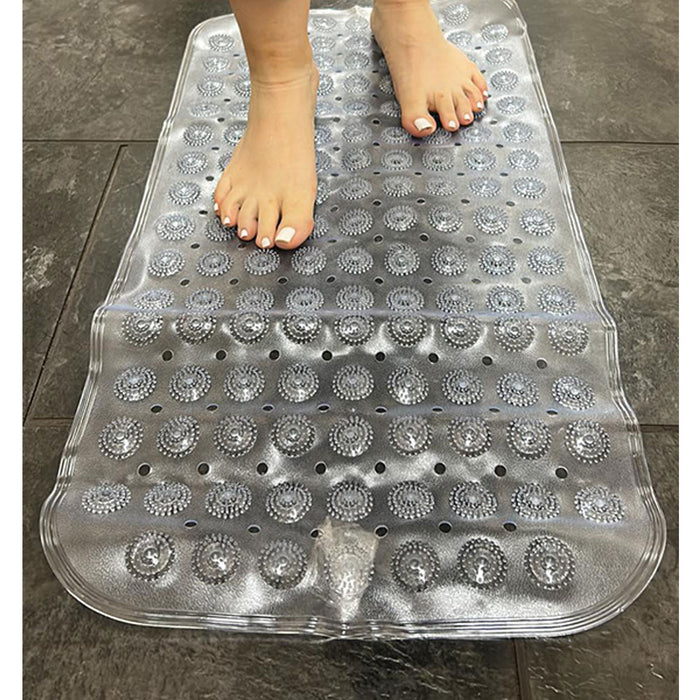 1 Non Slip Bath Mat Foot Massager Shower Rug Tub Suction Cups Exfoliate 27.5" L