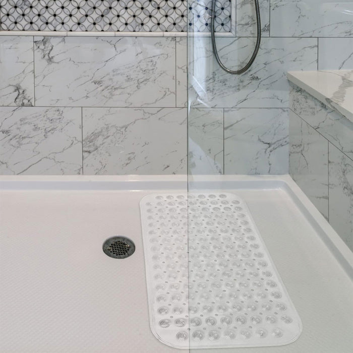 1 Non Slip Bath Mat Foot Massager Shower Rug Tub Suction Cups Exfoliate 27.5" L