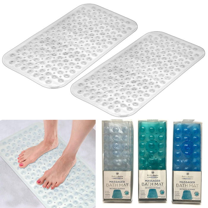 2 Pc Bath Mat Non Slip Soft Massager Shower Rug Tub Bathroom Exfoliating 27.5" L