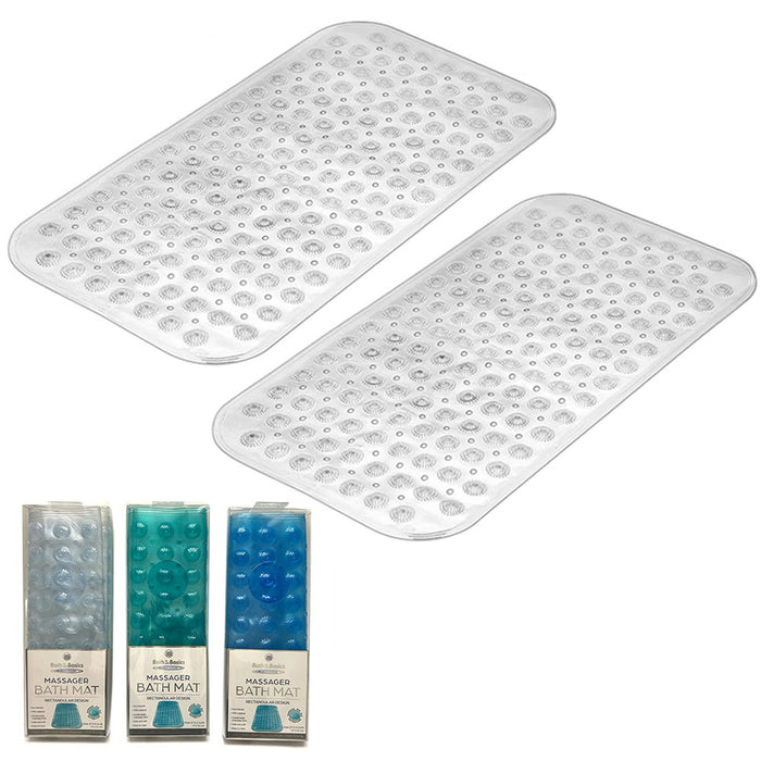 2 Pc Bath Mat Non Slip Soft Massager Shower Rug Tub Bathroom Exfoliating 27.5" L