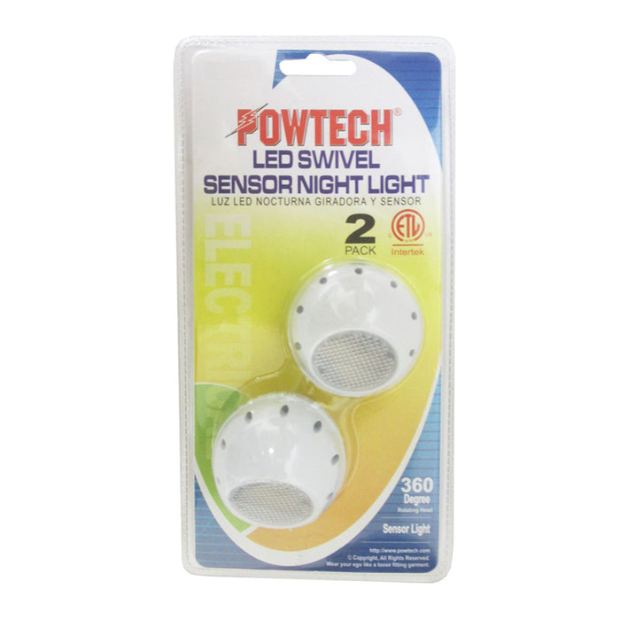 2 PCS Led Night Light Plug In Wall Lamp Automatic Sensor Lite Round Swivel Home