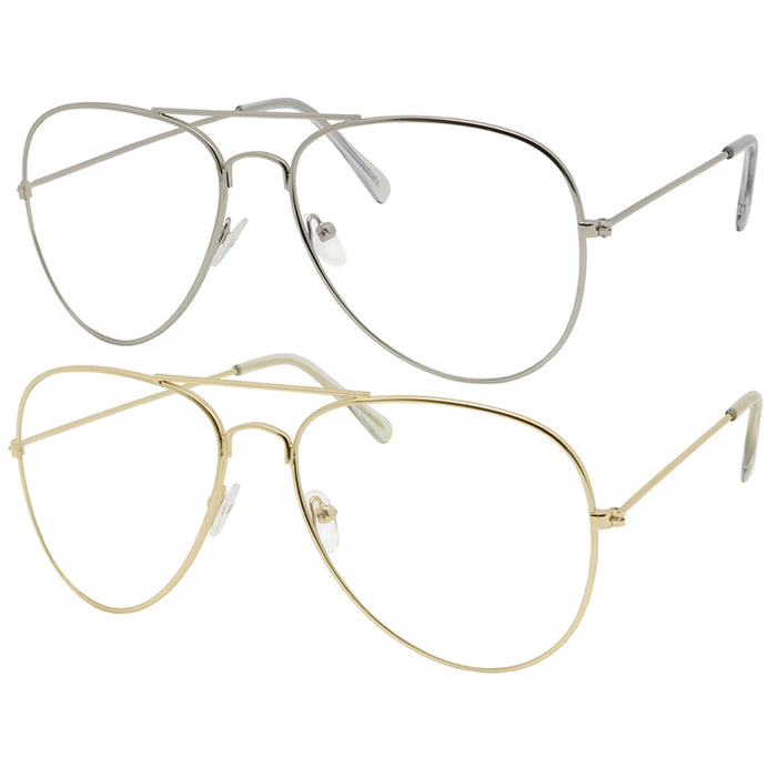 2 Pair Metal Pilot Blue Light Blocking Computer Glasses Techies Lens Eyewear New