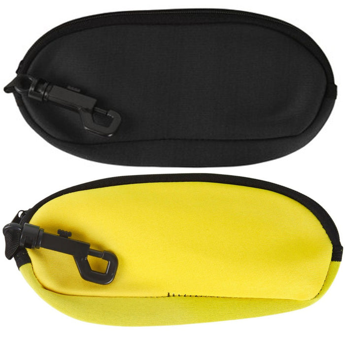 NEOPRENE FLOATING ZIPPERED EYEGLASS SUNGLASS POUCH CASE w/ CLIP HOOK