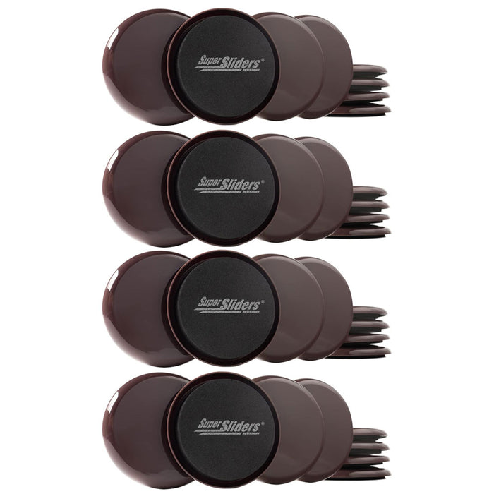 32 Pc Round Furniture Movers Sliders Glides 3.5" Feet Pads Multi Surface Brown