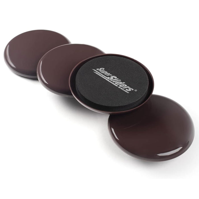 8 Pc Brown Round Furniture Sliders Glides Feet Movers 3.5" Pads Mat Floor Carpet