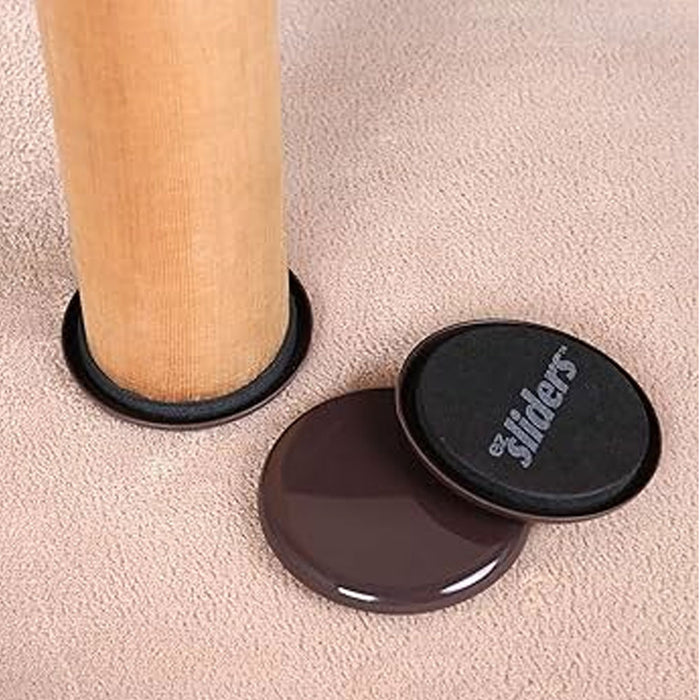 16 Pc Large Furniture Sliders Brown Round Glides Movers 3.5" Pads Multi Surface