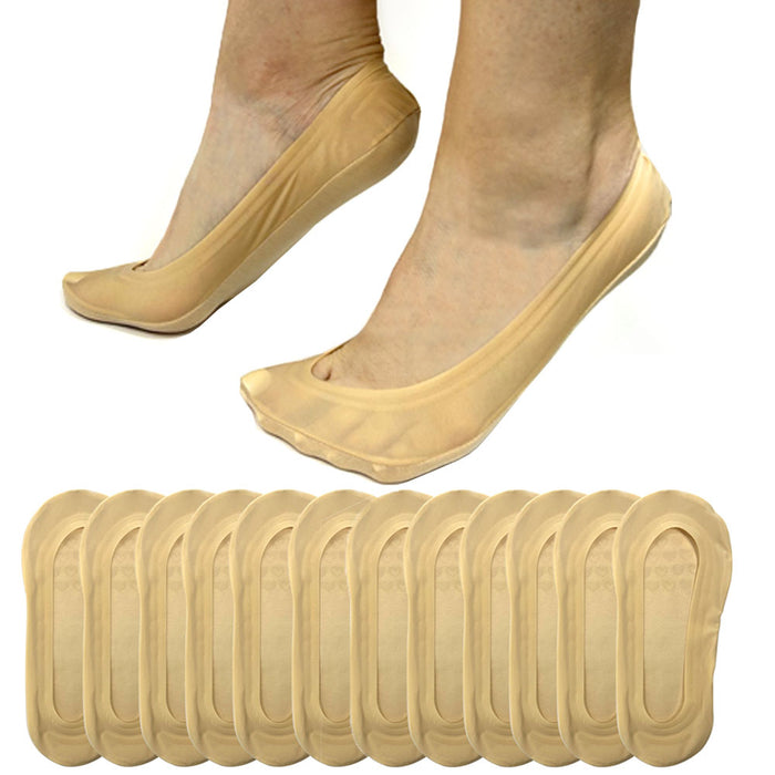 12 Pairs Nude No Show Socks Womens Invisible Liner Non Slip Low Cut Casual 9-11