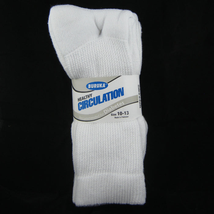 6 Pairs Diabetic Crew Circulatory Socks Health Support Cotton Loose Fit Sz 10-13