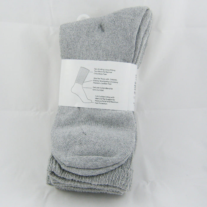 6 Pairs Diabetic Crew Circulatory Socks Health Support Cotton Loose Fit Sz 10-13