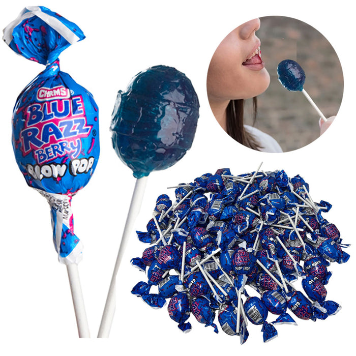 30 Pc Lollipops Charms Blow Pops Blue Razz Raspberry Sweet Sour Suckers Treats