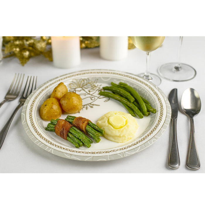 40 Pack 9" Silver Gold Paper Plates Party Disposable Wedding Birthday Tableware