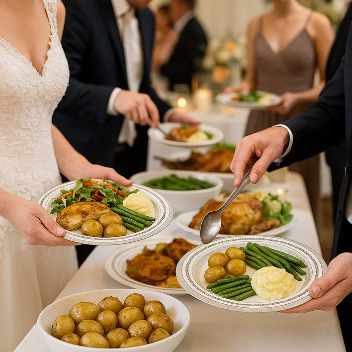 40 Pack 9" Silver Gold Paper Plates Party Disposable Wedding Birthday Tableware