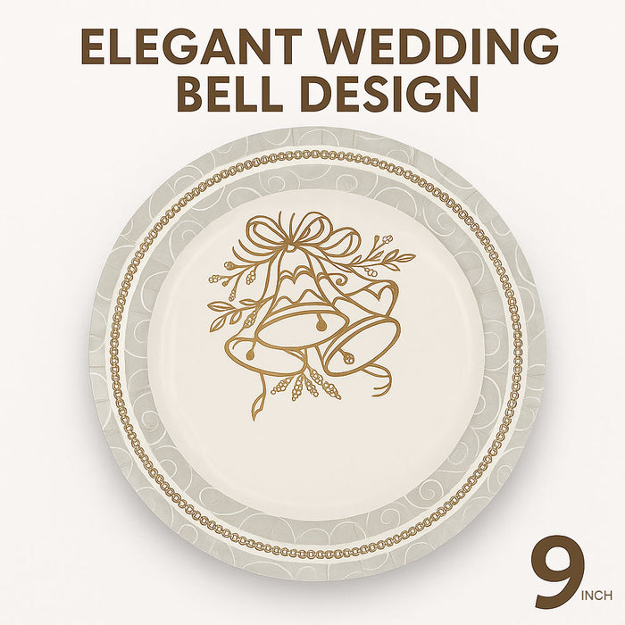 80 X Paper Plates Silver Gold Design Wedding Birthday Party Tableware 9" Dessert