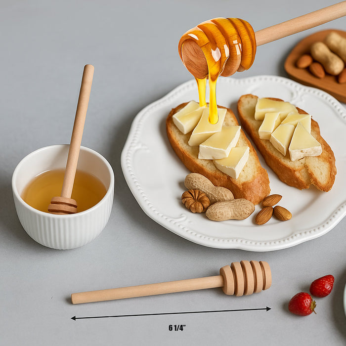 2 PC Honeycomb Stick Wooden Honey Dipper Stick Jar Dispense Drizzle Party Gift