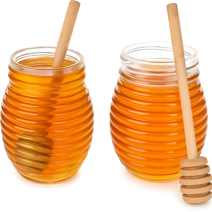 2 PC Honeycomb Stick Wooden Honey Dipper Stick Jar Dispense Drizzle Party Gift