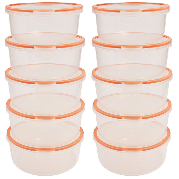 10 Pk Plastic Meal Prep Round Containers Airtight Lid BPA Free Food Storage Set