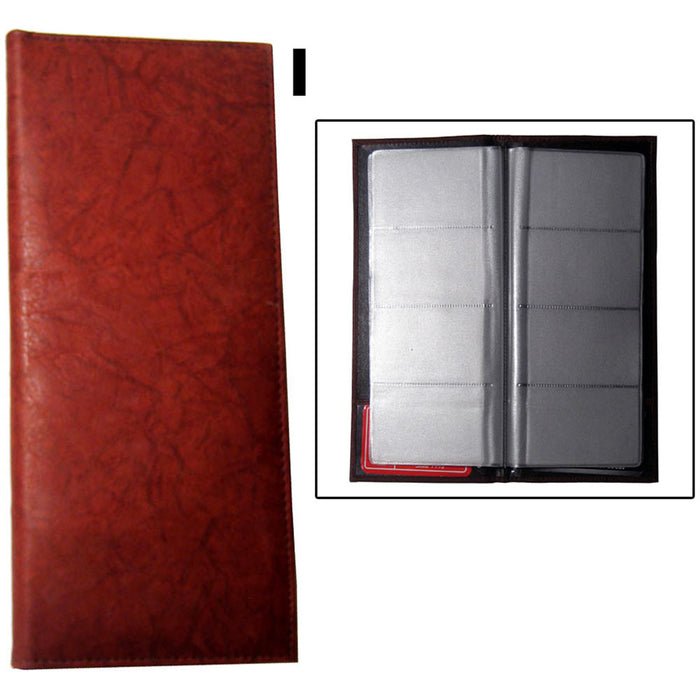 Genuine Leather Business Card Holder Organizer Holds 96 Cards Burgundy Office !!