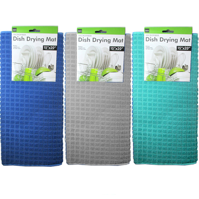2 Dish Drying Mat 16"x18" Microfiber Absorbent Kitchen Home Dishes Towel Drainer