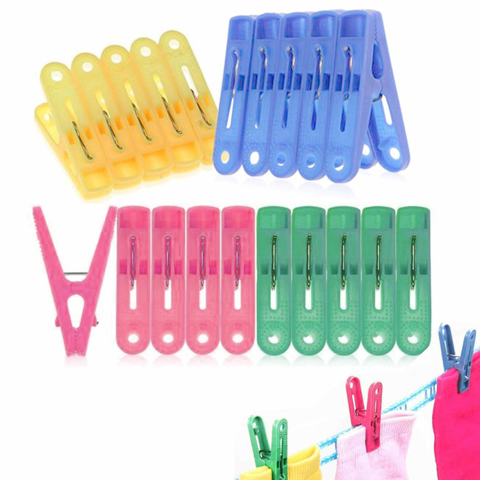 72 Pc Clothes Pins Pegs Plastic Clothespins Laundry Spring Clips Hangs Clothing