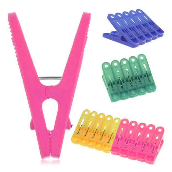 144 Pc Plastic Clothespins Laundry Clothes Pins Large Spring Assorted Color Pegs