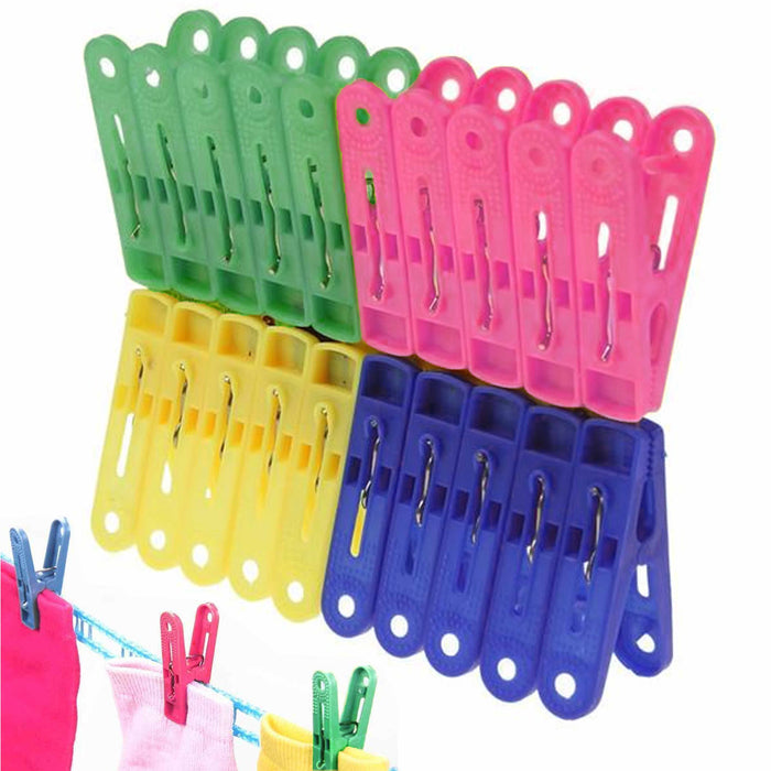 72 Pc Clothes Pins Pegs Plastic Clothespins Laundry Spring Clips Hangs Clothing