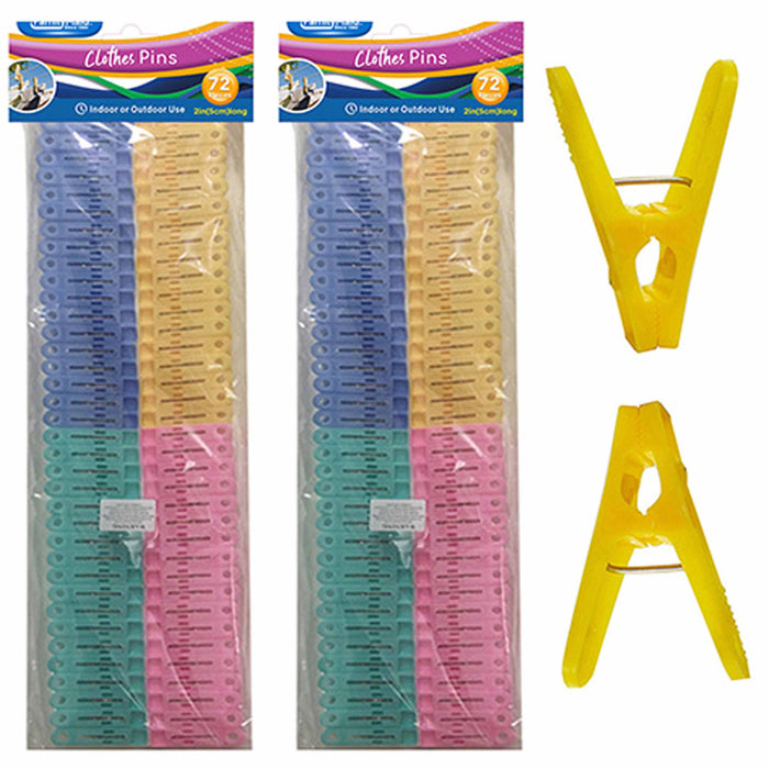 144 Pc Plastic Clothespins Laundry Clothes Pins Large Spring Assorted Color Pegs