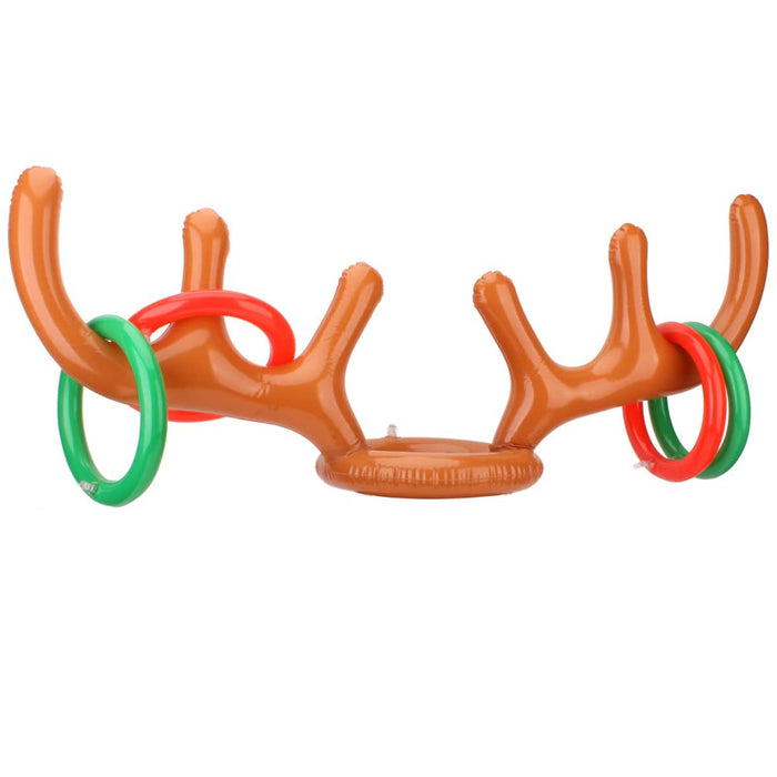 Xmas Party Toss Game Inflatable Reindeer Antler Hat Rings Kids Adults Family Fun