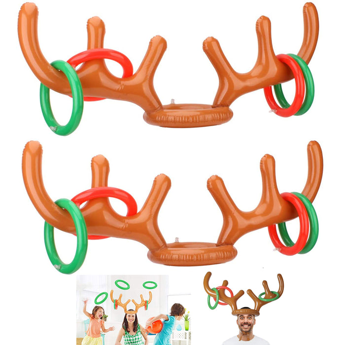 2 Sets Reindeer Ring Toss Inflatable Antlers Game Xmas Props Fun Toy Christmas