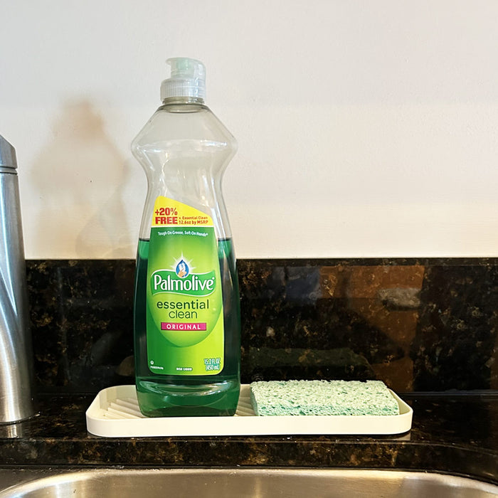 4 Silicon Sponge Holder Kitchen Sink Organize 9X3.5 Bath Soap Tray Vanity White