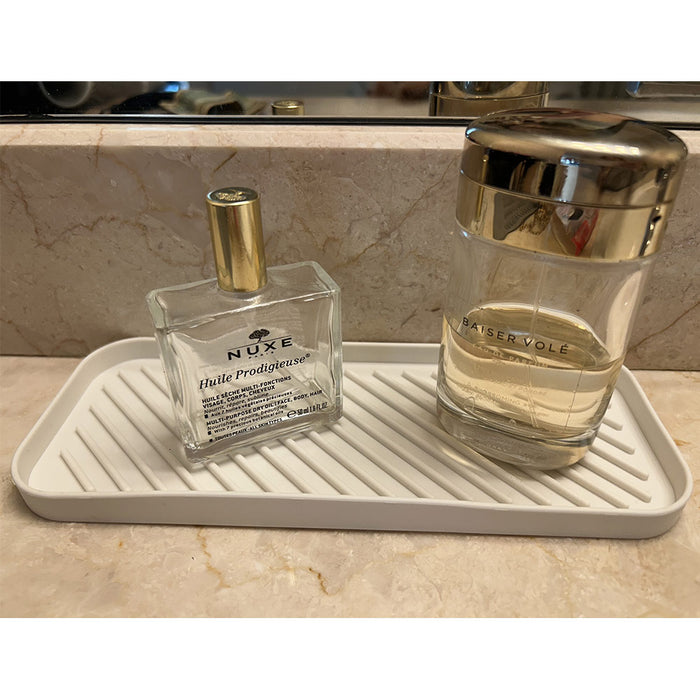 4 Silicon Sponge Holder Kitchen Sink Organize 9X3.5 Bath Soap Tray Vanity White