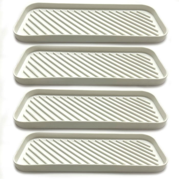 4 Silicon Sponge Holder Kitchen Sink Organize 9X3.5 Bath Soap Tray Vanity White