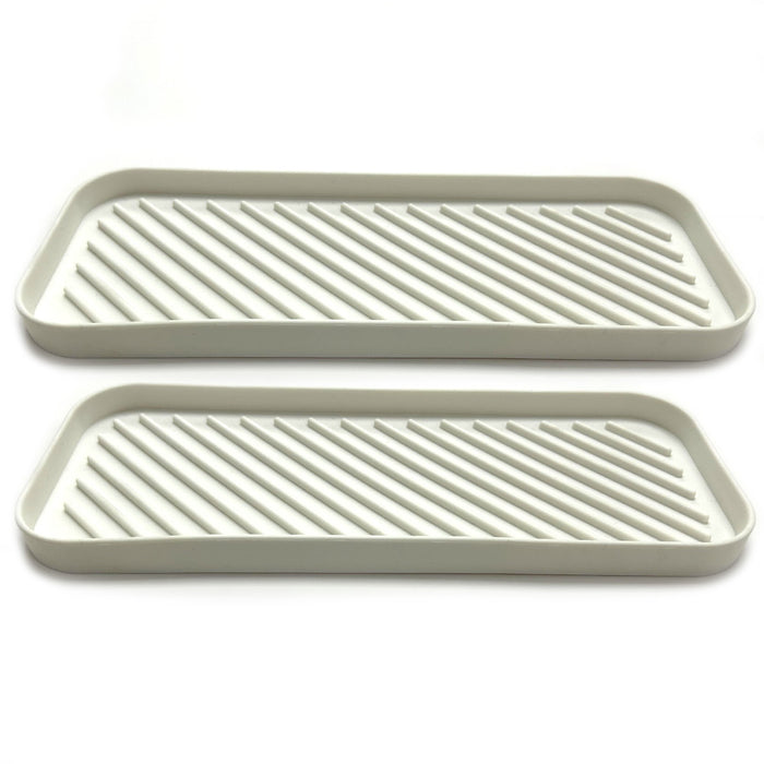 2 Silicon Sponge Holder Kitchen Sink Organize 9X3.5 Bath Soap Tray BpaFree White