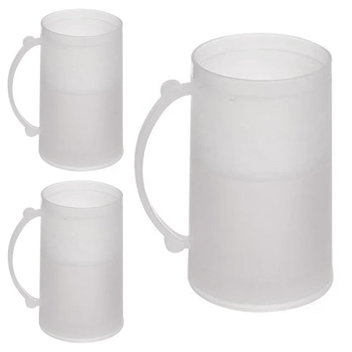 Set Of 3 Frosty Freezer Mug Drinks Cold Beer Water Freeze Gel 14Oz Travel Cup