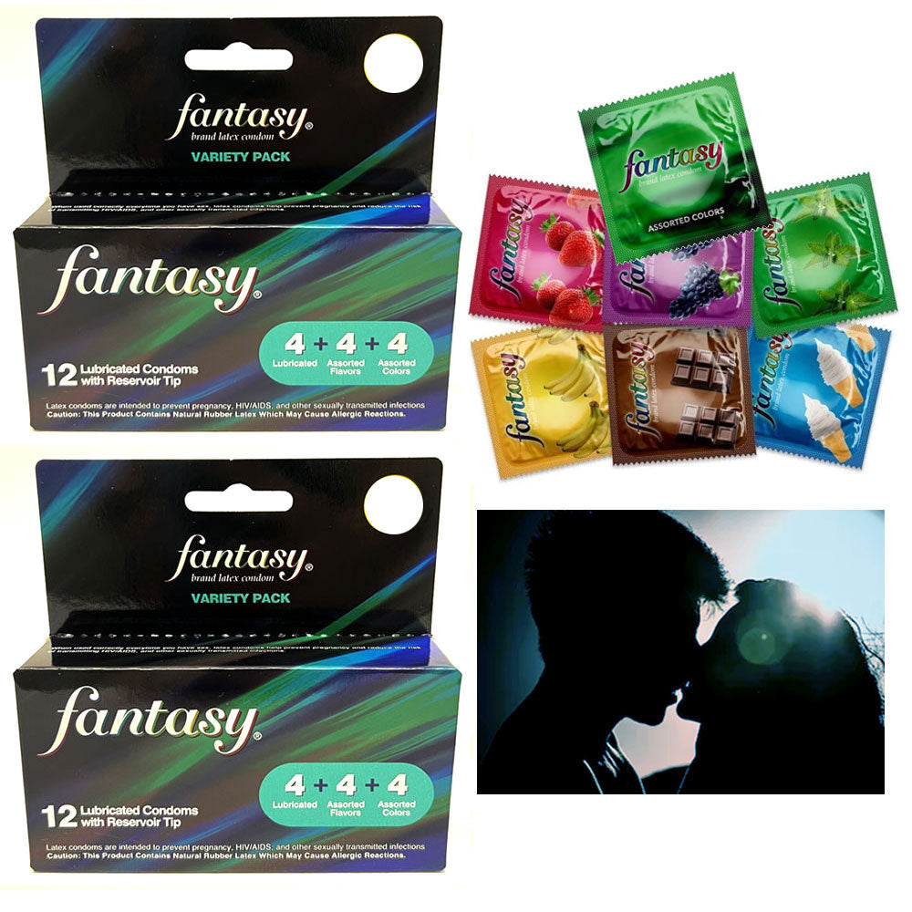 24ct Fantasy Condoms Lubricated Assorted Styles Flavors Colors Latex P   AllTopBargains