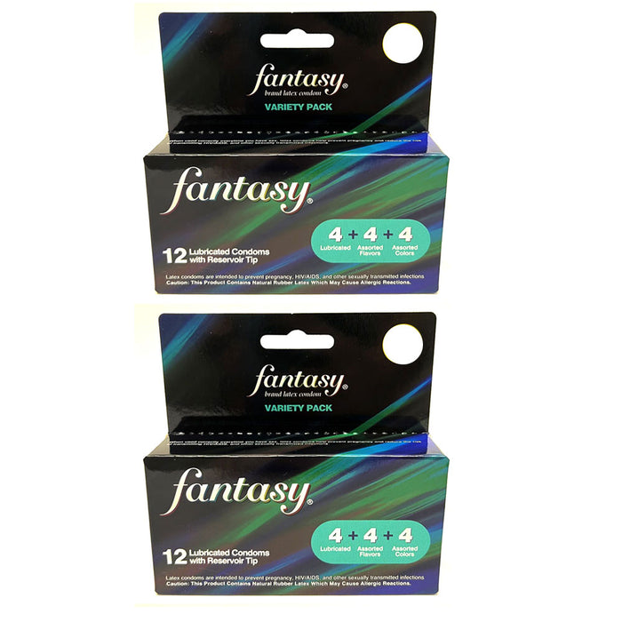24ct Fantasy Condoms Lubricated Assorted Styles Flavors Colors Latex Protection