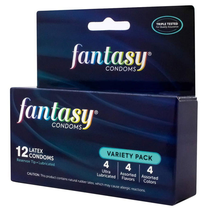24ct Fantasy Condoms Lubricated Assorted Styles Flavors Colors Latex Protection