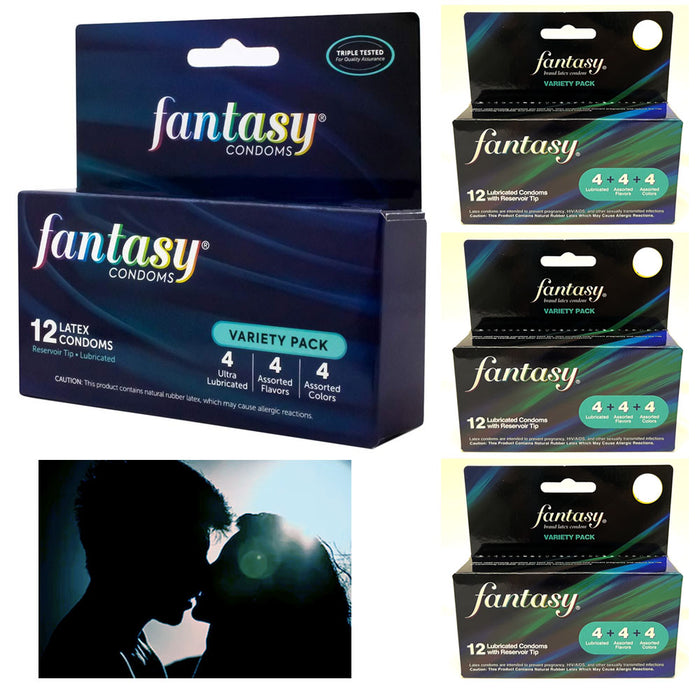 48 Ct Fantasy Assorted Styles Flavors Flavored Lubricated Condoms Colo   AllTopBargains